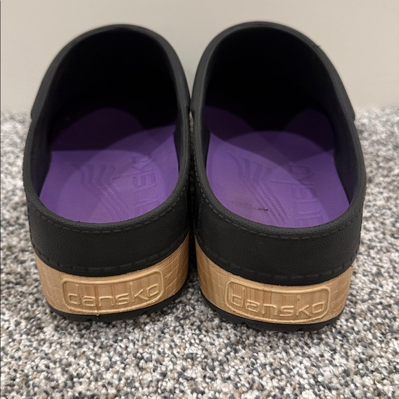 Black Unisex Dansko Kane Slip On Mule Clogs with Faux Wooden Sole Size 11 1/2-12 - Picture 3 of 11